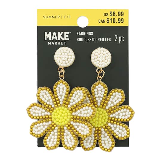 Bright Beaded Flower Earrings by Make Market®